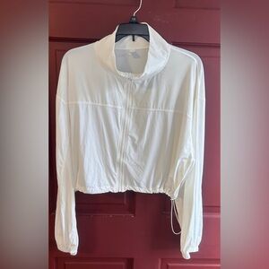 J80FIT white cropped athletic jacket Sz 10/M